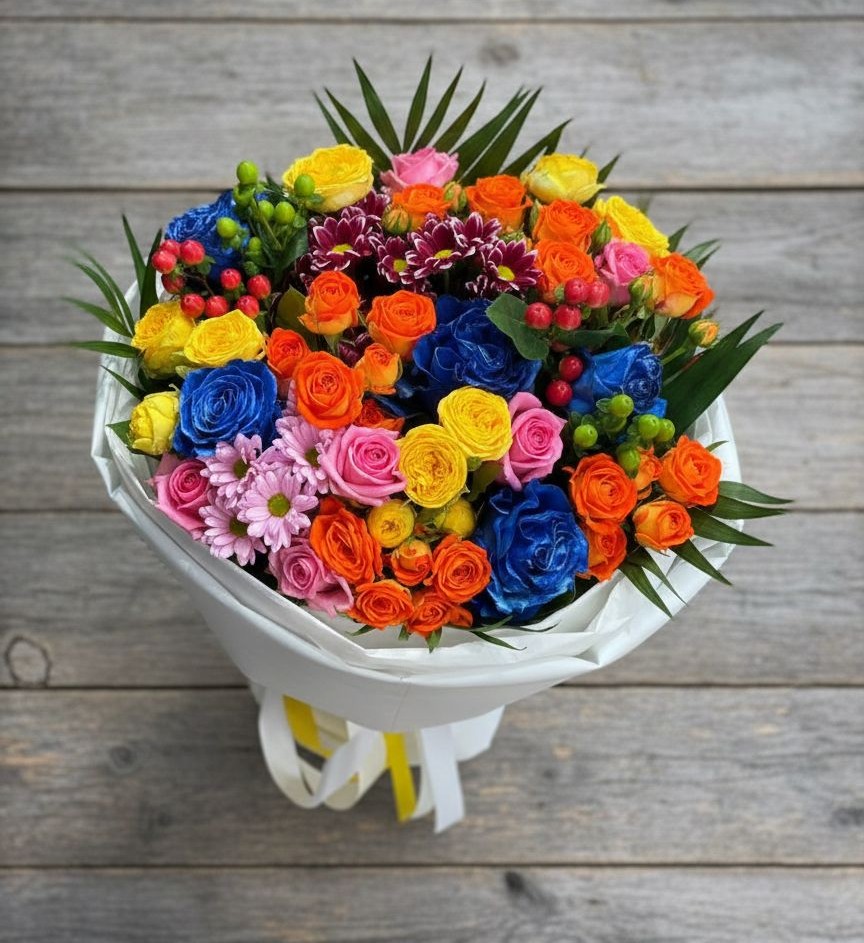 Букет цветов из: Розы и Хризантемы в Новоминской