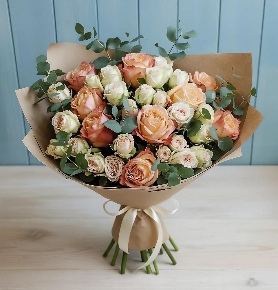 Букет цветов из: Альстромерии и Розы в Новоминской