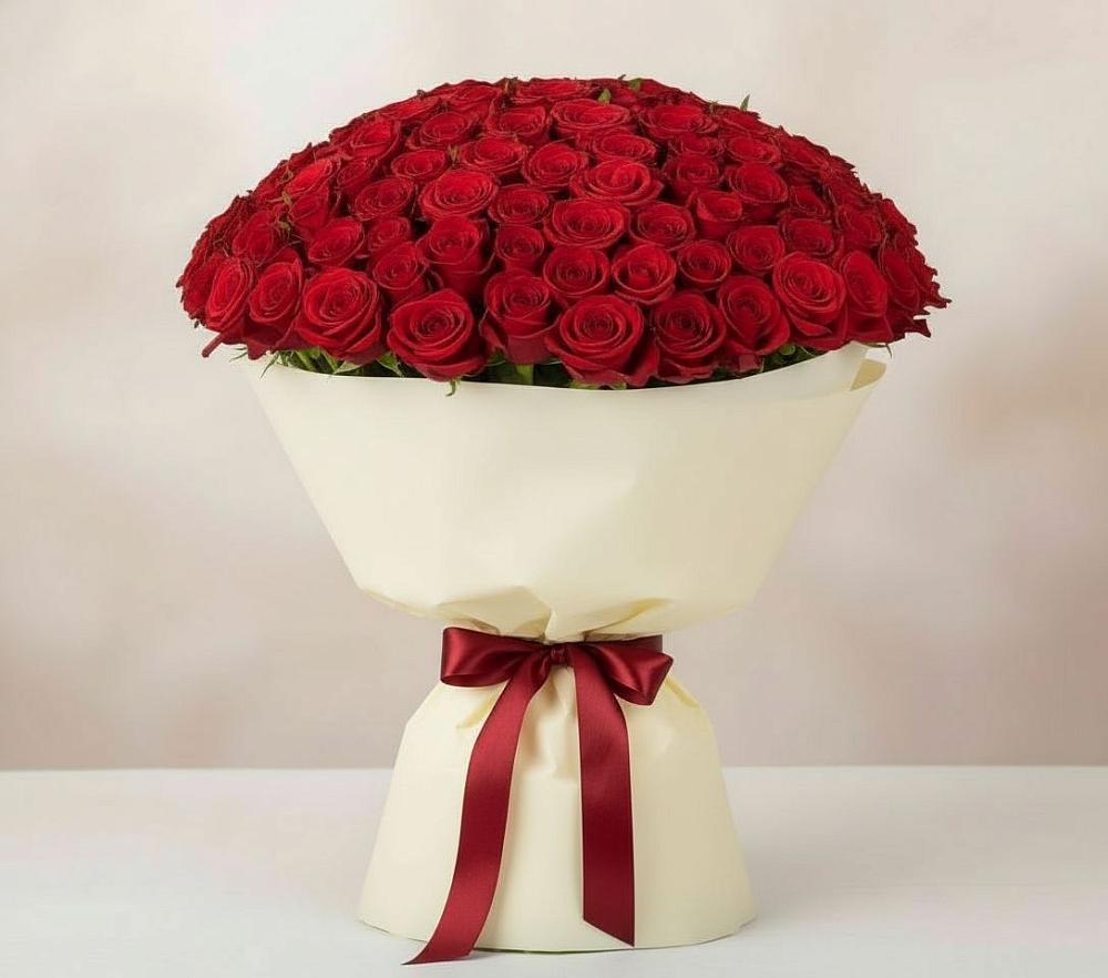 Букет 101 Красная роза Милано в Новоминской