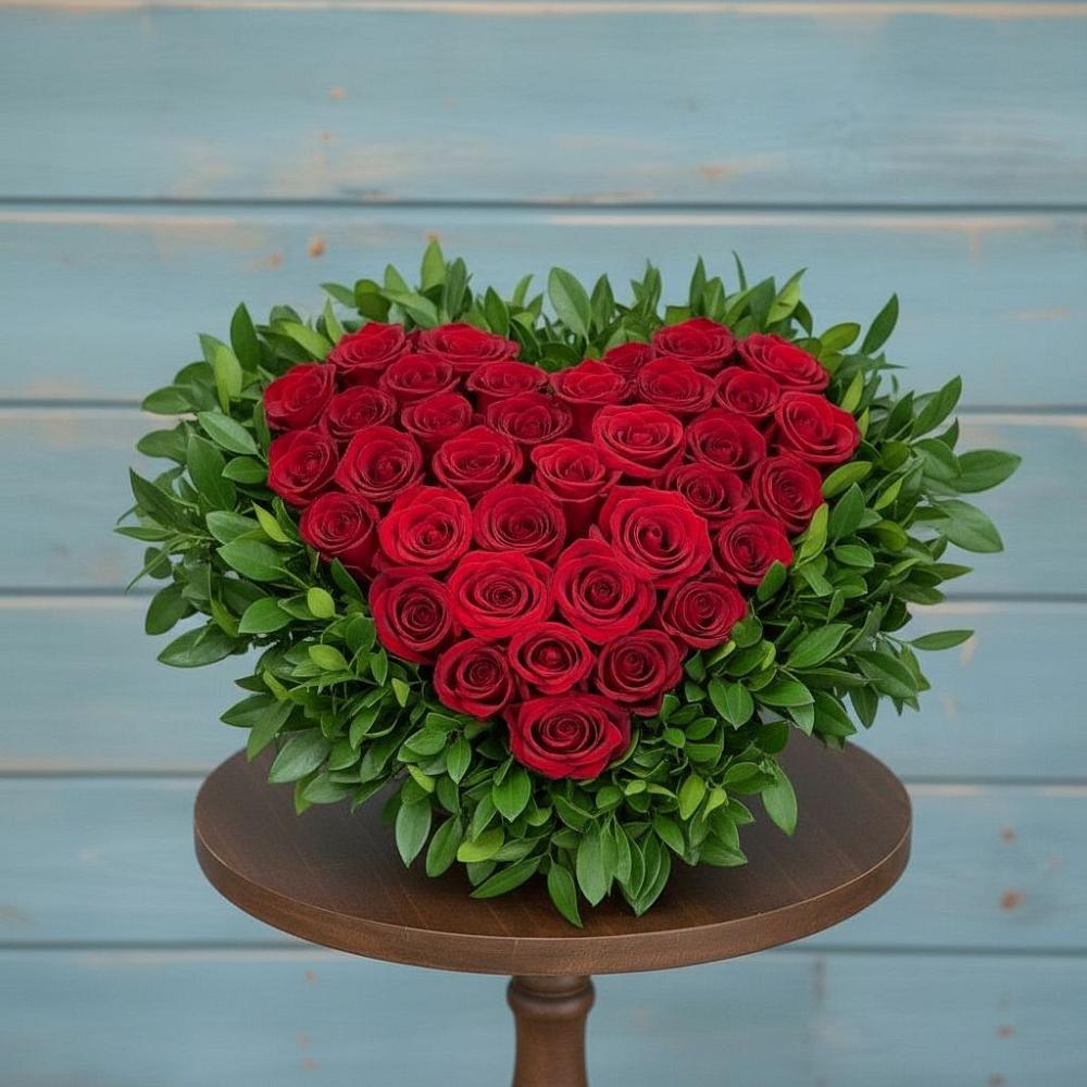 Цветочная композиция из Розы в виде сердца в Новоминской