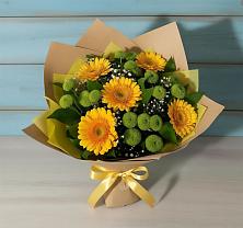 Букет цветов из:  Герберы и Хризантемы в Новоминской