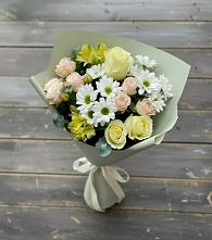 Букет цветов из:  Альстромерии, Розы и Хризантемы в Новоминской