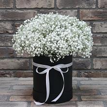Цветочная композиция из Гипсофила в шляпной коробке в Новоминской