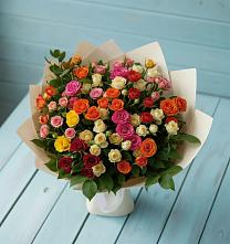 Букет Микс из разноцветных кустовых роз #REPLACE_PRED# Новоминской